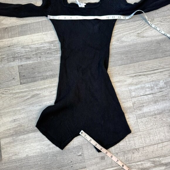 Princess Polly Jaden Black Ribbed Long Sleeve Romper F29 - Picture 8 of 8